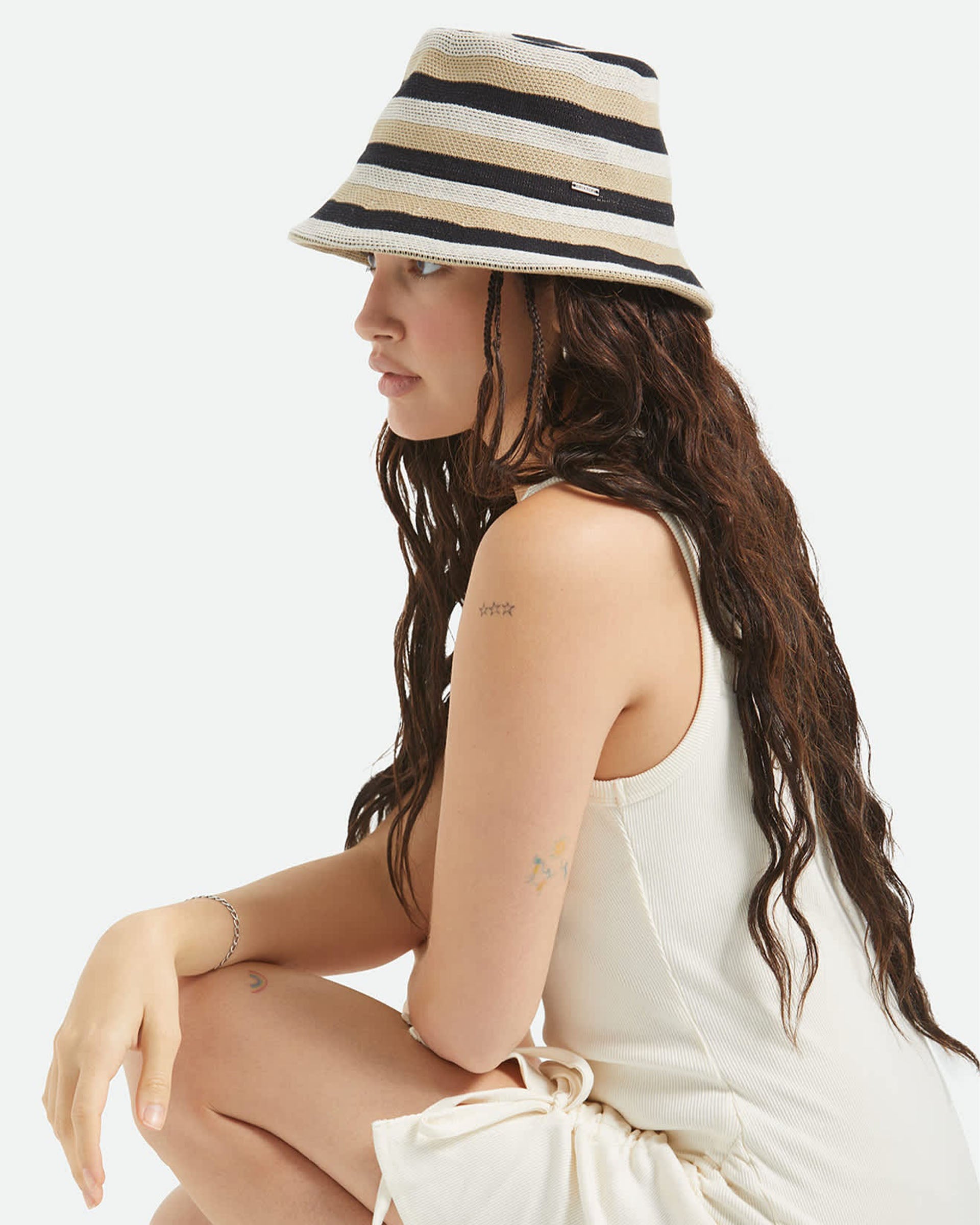 Brixton Women's Lisboa Knit Packable Bucket Hat - Black/Sand/Whitecap