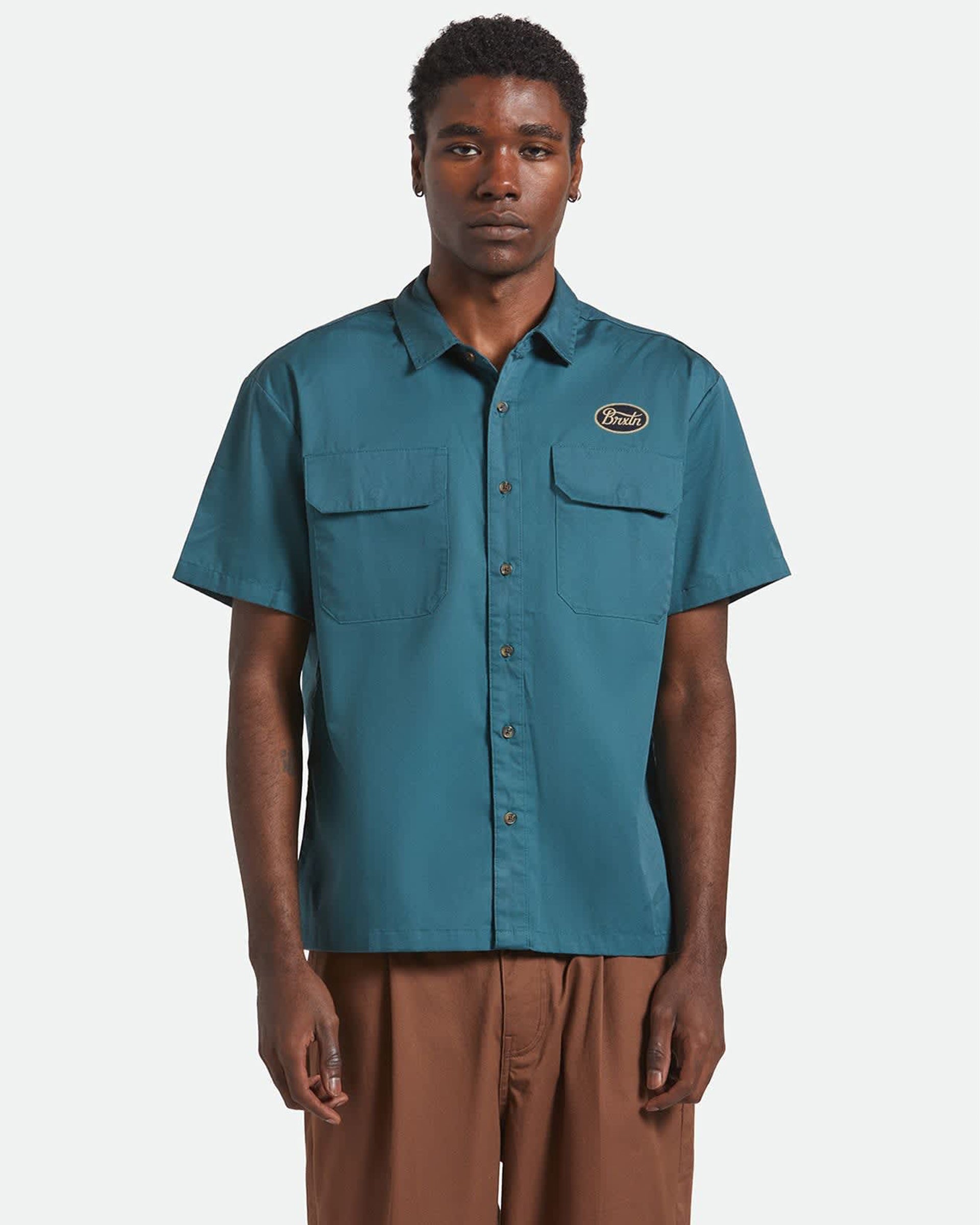 Brixton Mechanics Cru Short Sleeve Shirt - Night Sage