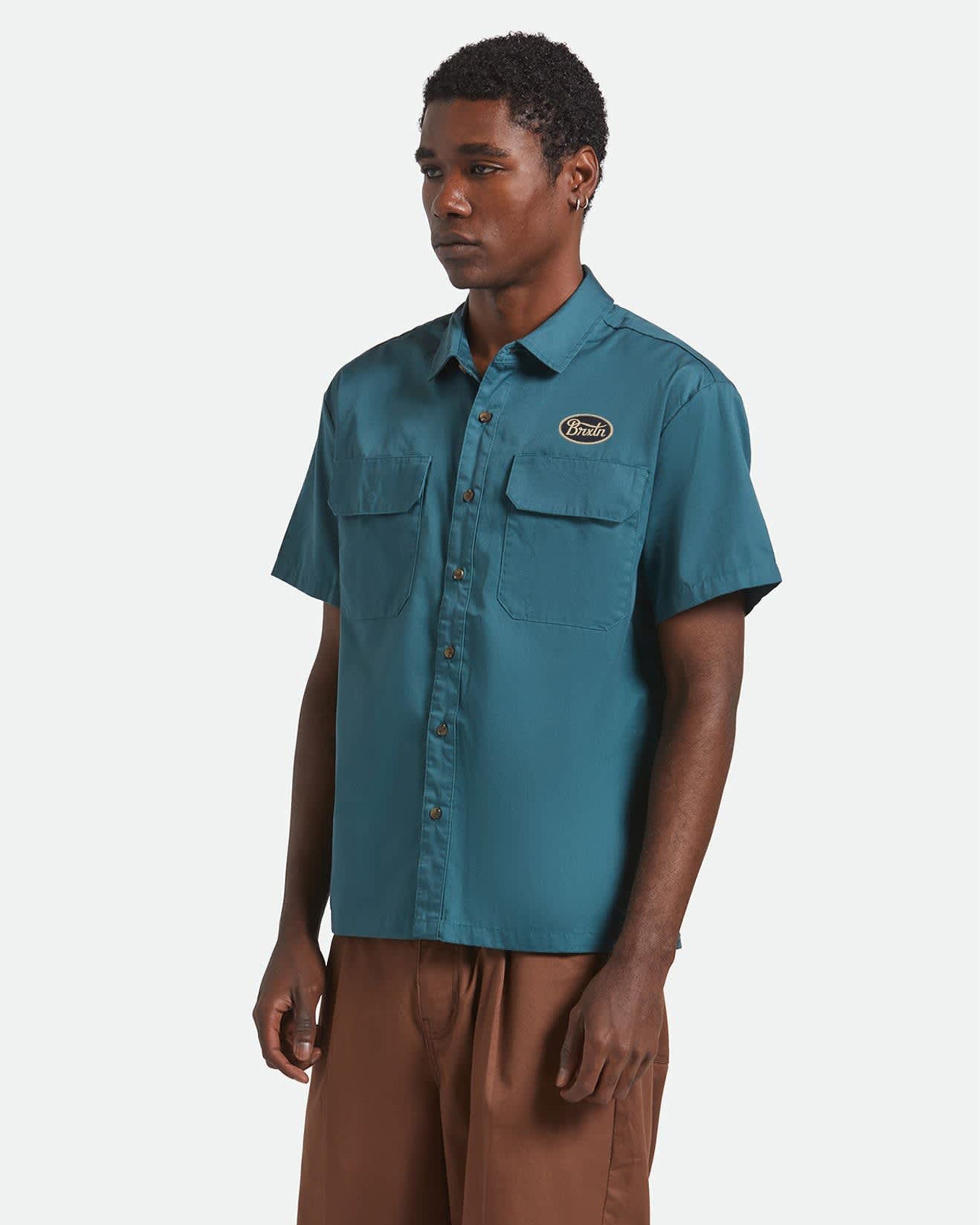 Brixton Mechanics Cru Short Sleeve Shirt - Night Sage