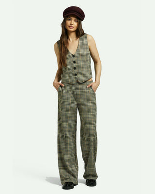 Brixton Menswear Plaid Leisure Trouser Pant - Winter White/Black Plaid