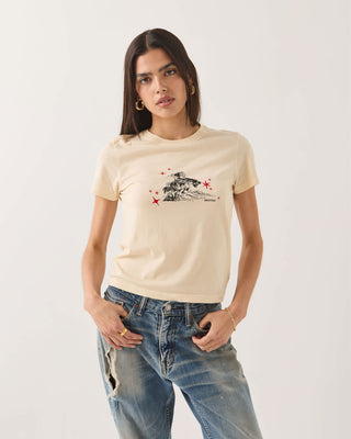 Brixton Women's Mid Century Ranch Slim Crew T-Shirt - Whitecap