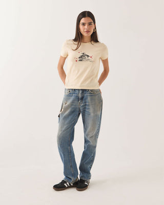 Brixton Women's Mid Century Ranch Slim Crew T-Shirt - Whitecap