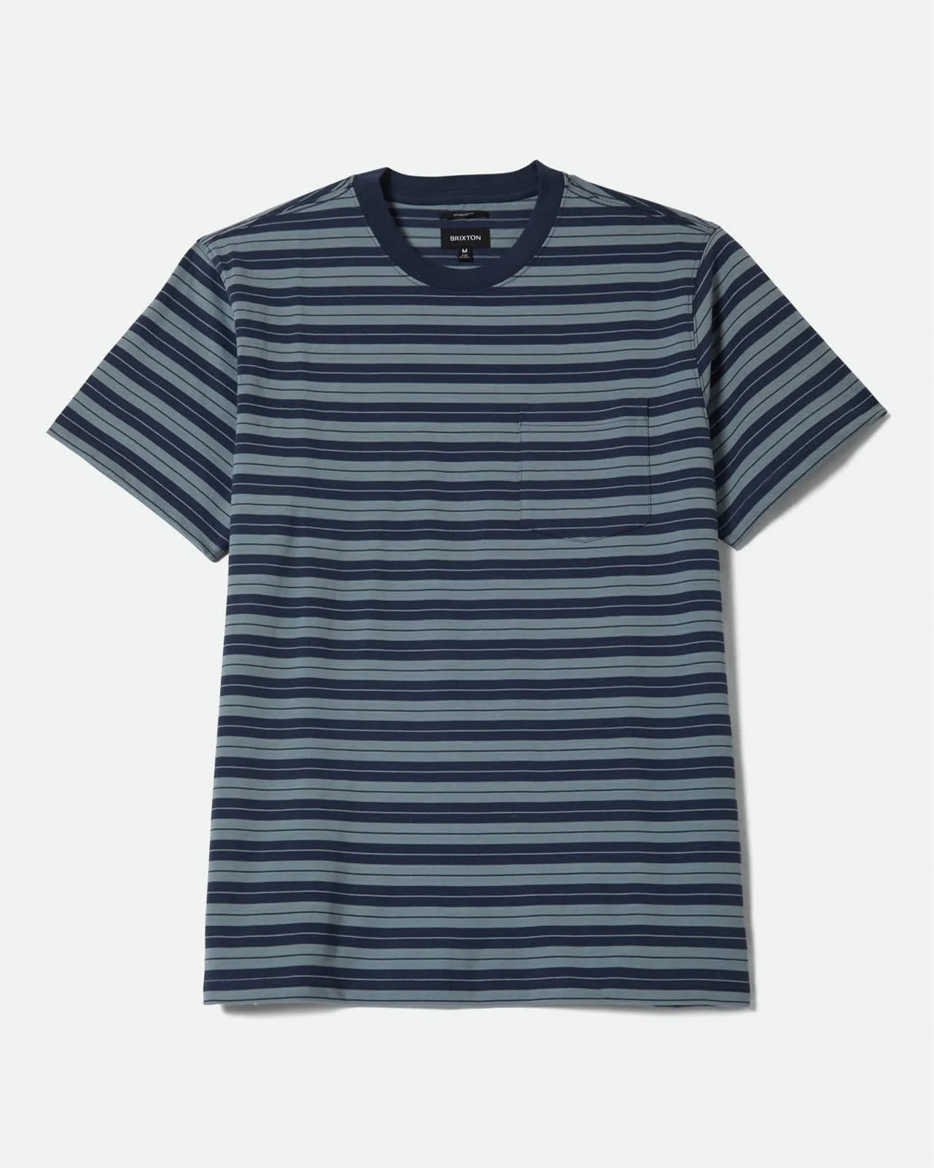 Brixton Nova Stripe S/S T-Shirt - Midnight Blue/Future Grey Worn Wash