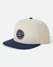 Brixton Oath III Snapback Hat - Off White/Midnight Blue