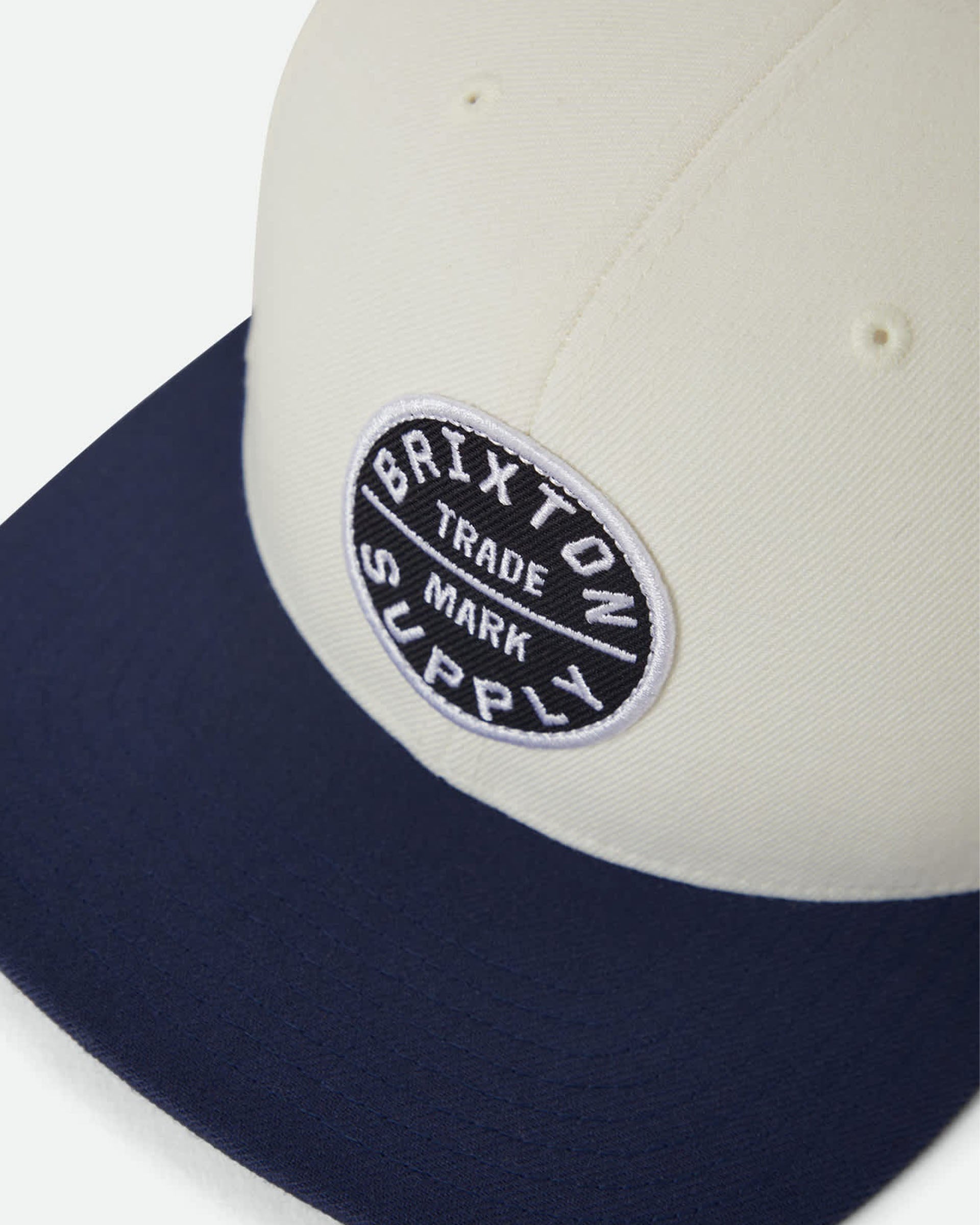 Brixton Oath III Snapback Hat - Off White/Midnight Blue