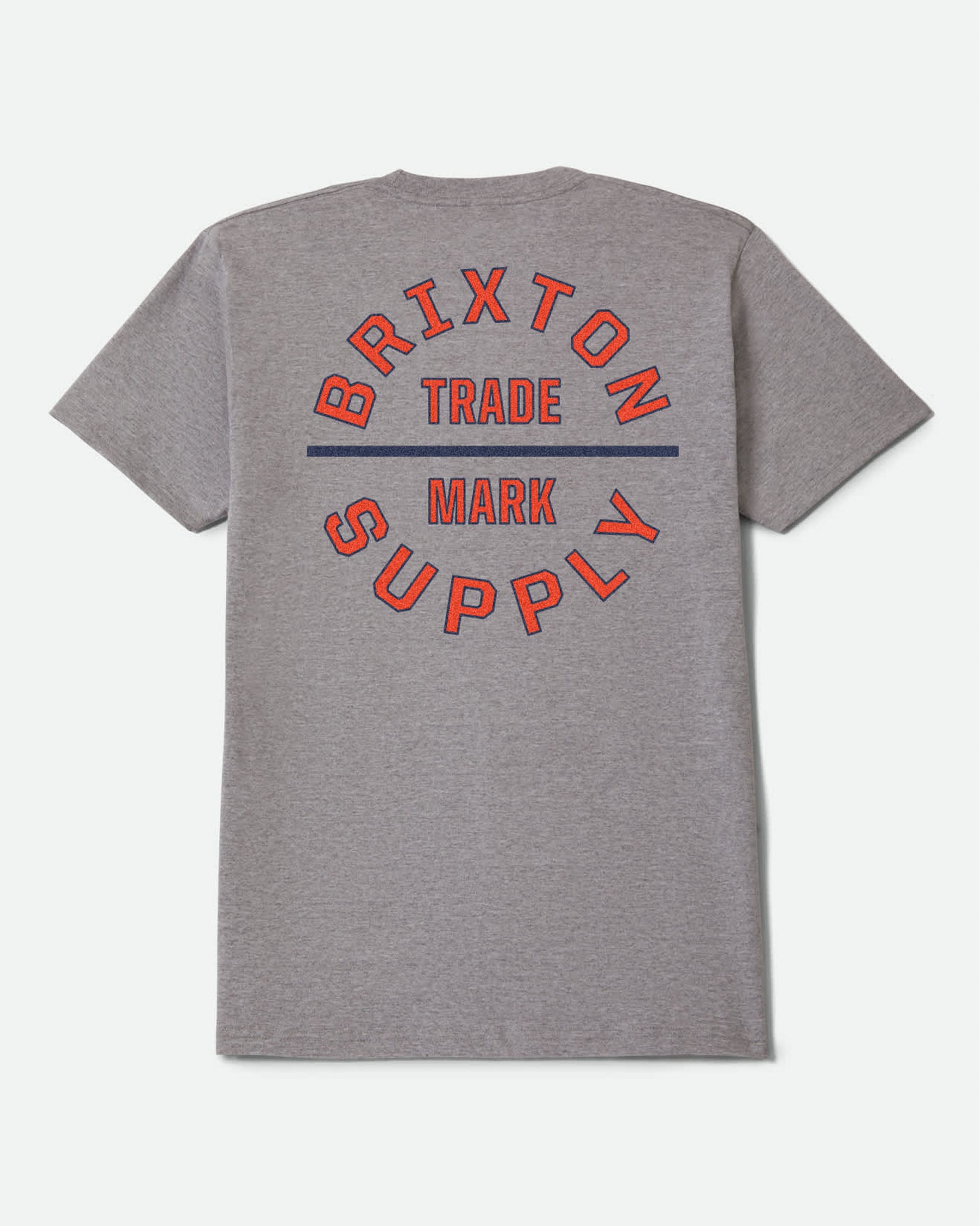 Brixton Oath V S/S Standard T-Shirt - Heather Grey/Lava Red/Midnight Blue