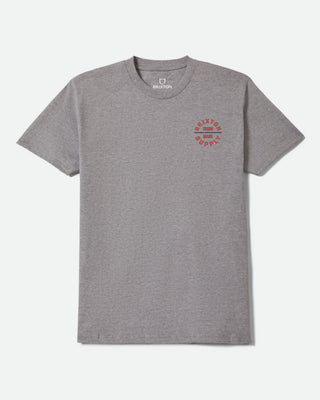 Brixton Oath V S/S Standard T-Shirt - Heather Grey/Lava Red/Midnight Blue