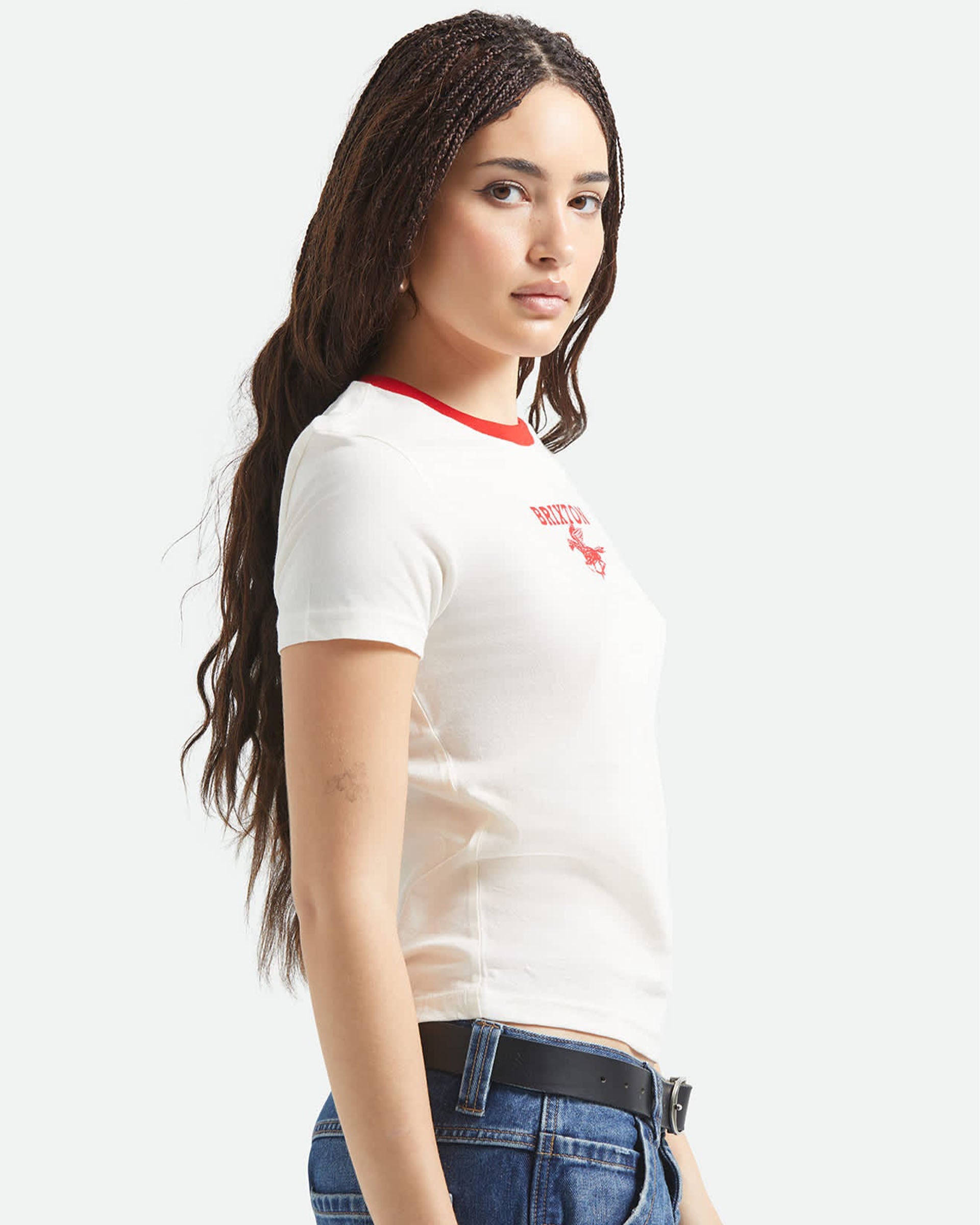 Brixton Women's Pegasus Slim Crew T-Shirt - Vintage White