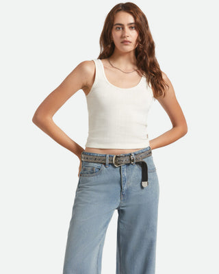 Brixton Women's Pointelle Slim Fit Tank Top - Off White