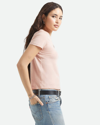 Brixton Women's Pony Club Slim Crew S/S T-Shirt - Silver Pink