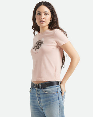 Brixton Women's Pony Club Slim Crew S/S T-Shirt - Silver Pink