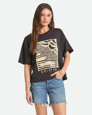 Brixton Women's Poolside Boxy Crew Short Sleeve T-Shirt - Washed Black