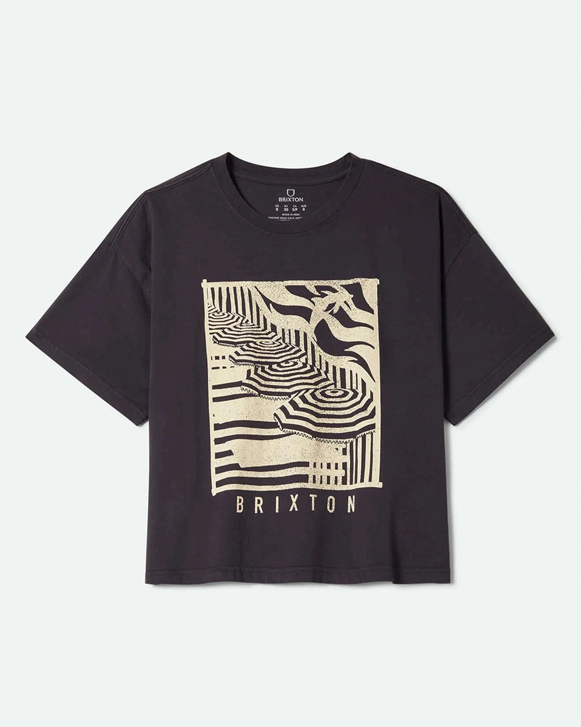 Brixton Women's Poolside Boxy Crew Short Sleeve T-Shirt - Washed Black