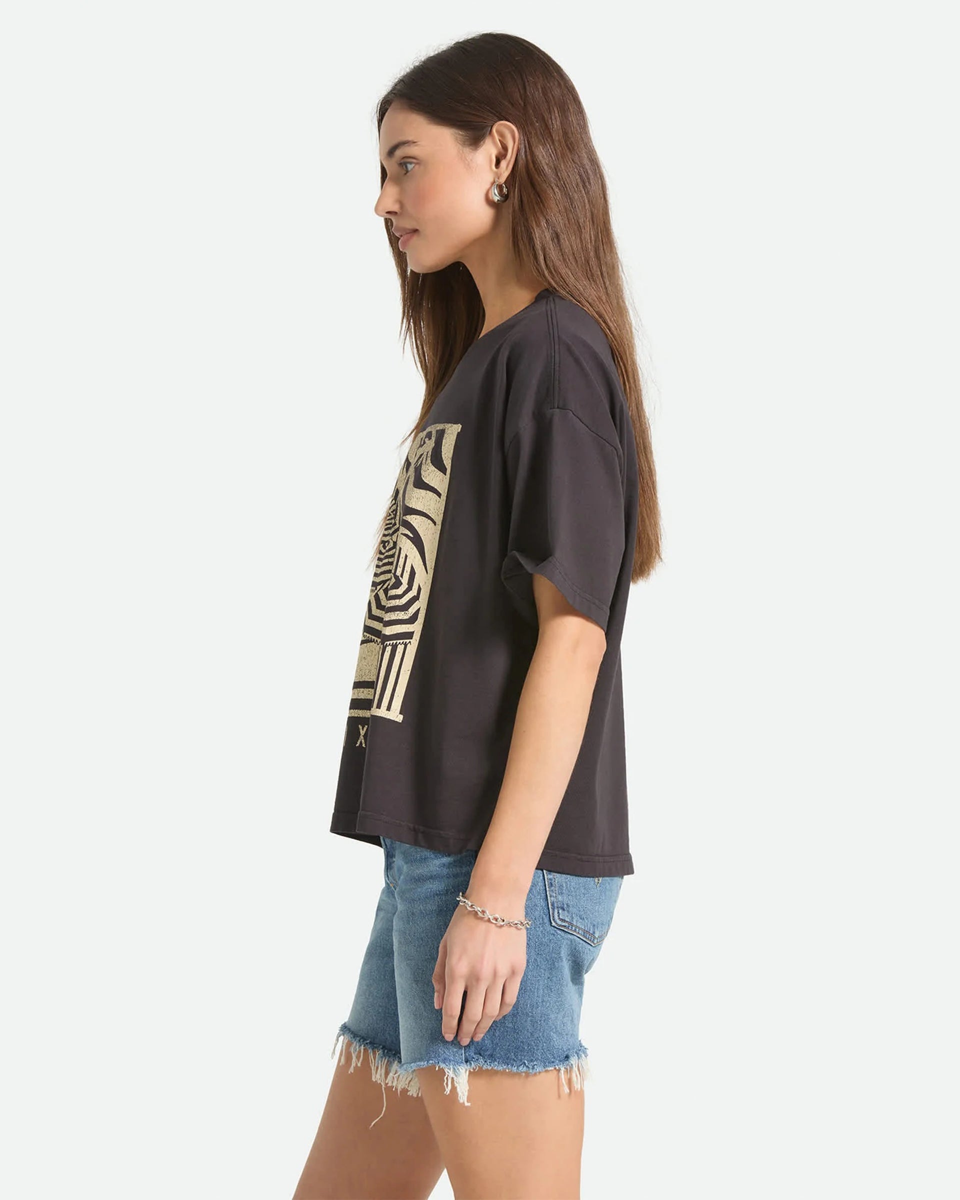 Brixton Women's Poolside Boxy Crew Short Sleeve T-Shirt - Washed Black