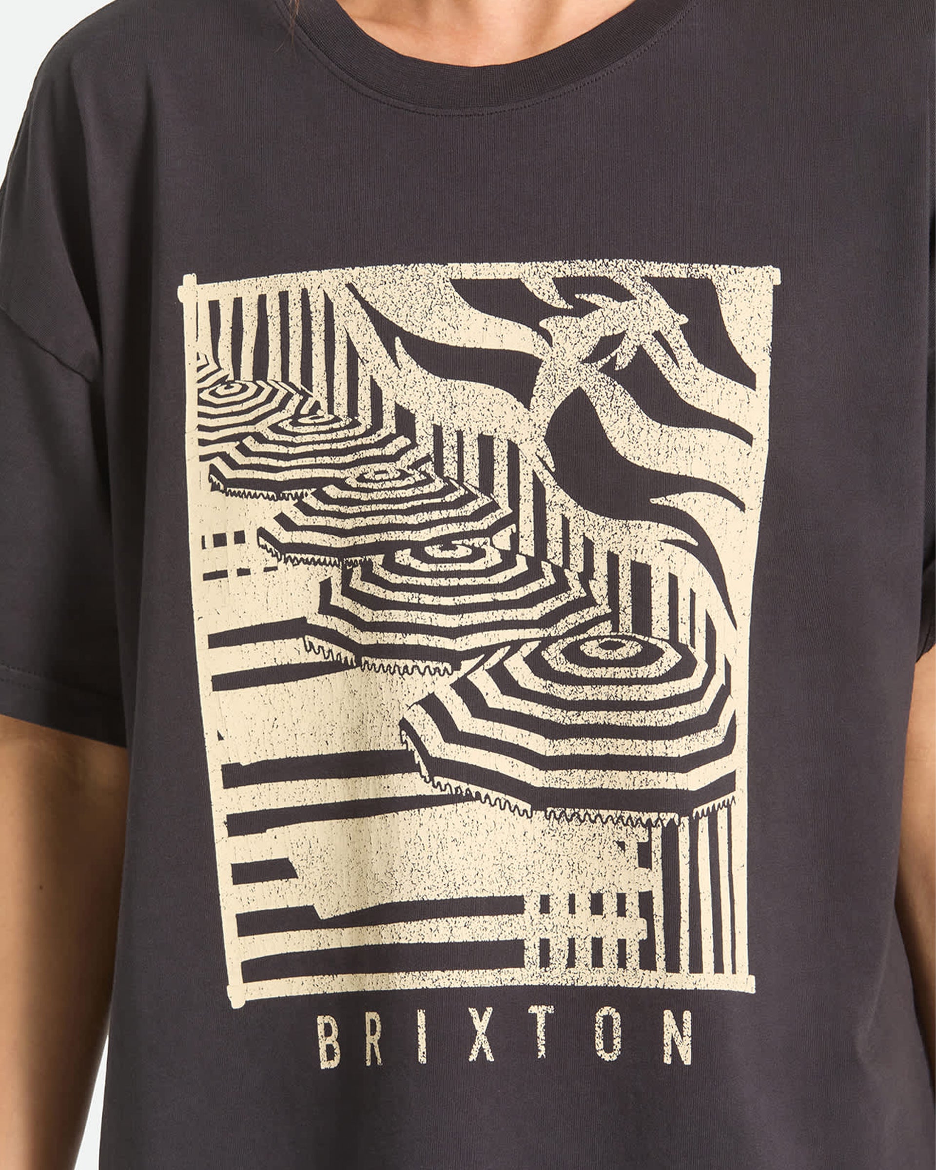 Brixton Women's Poolside Boxy Crew Short Sleeve T-Shirt - Washed Black