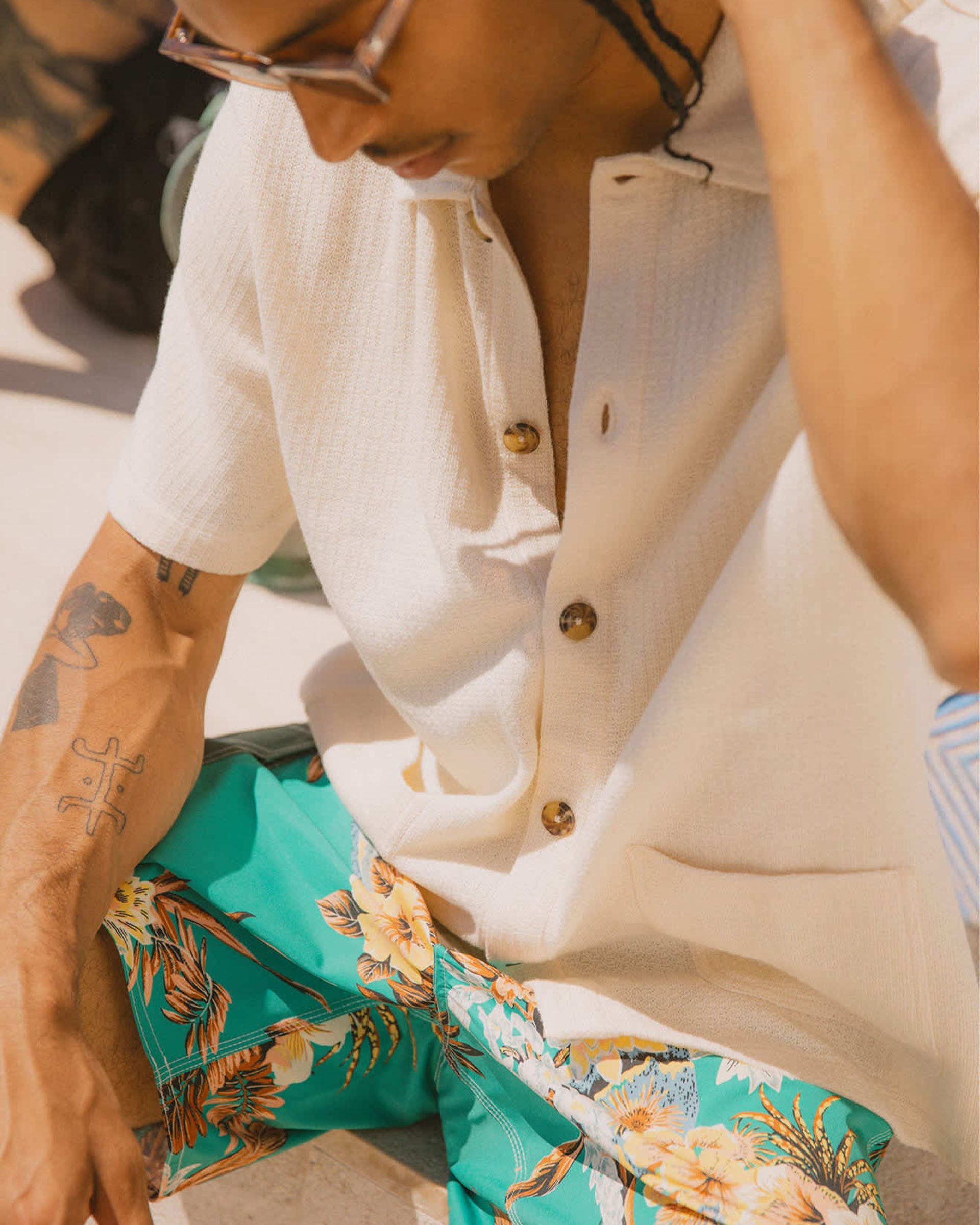 Brixton Poolside Short Sleeve Shirt - Off White