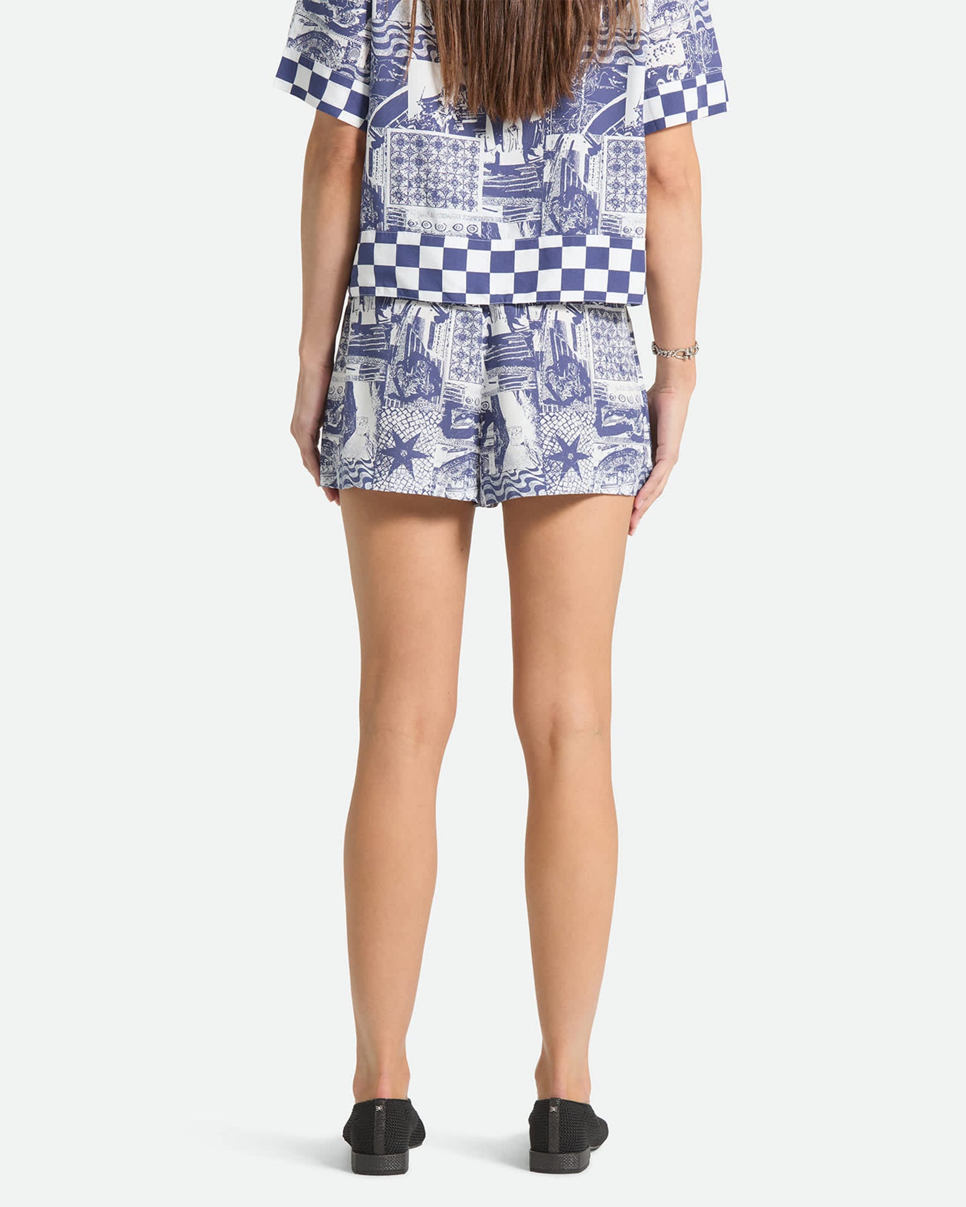 Brixton Women's Post Playa E-Waist Short - Navy/White Collage