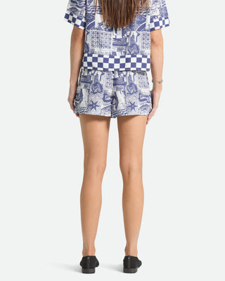 Brixton Women's Post Playa E-Waist Short - Navy/White Collage