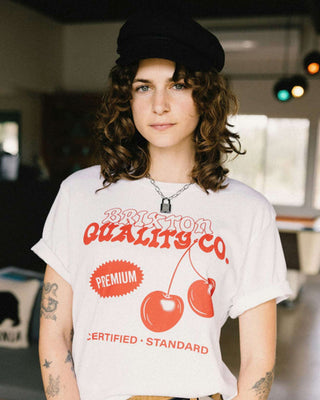 Premium Cherry Vintage Crew T-Shirt - White