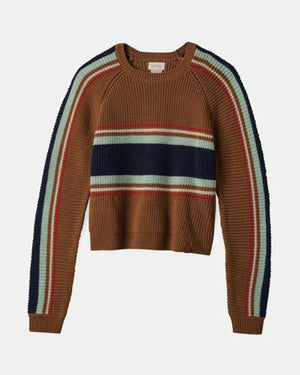 Brixton Women's Racing Stripe Crew Sweater - Washed Copper