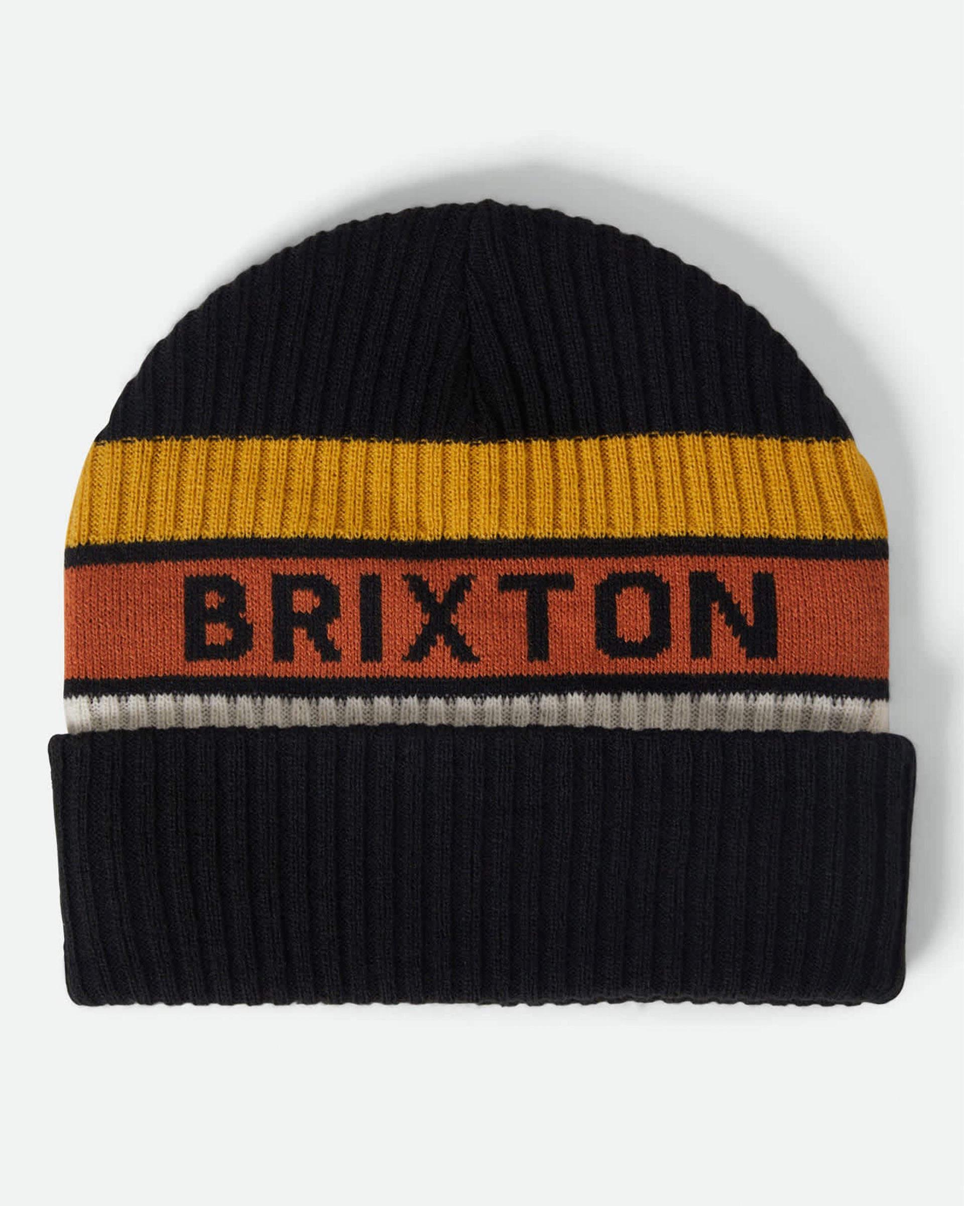 Rainier Striped Beanie - Black/Yellow/Orange