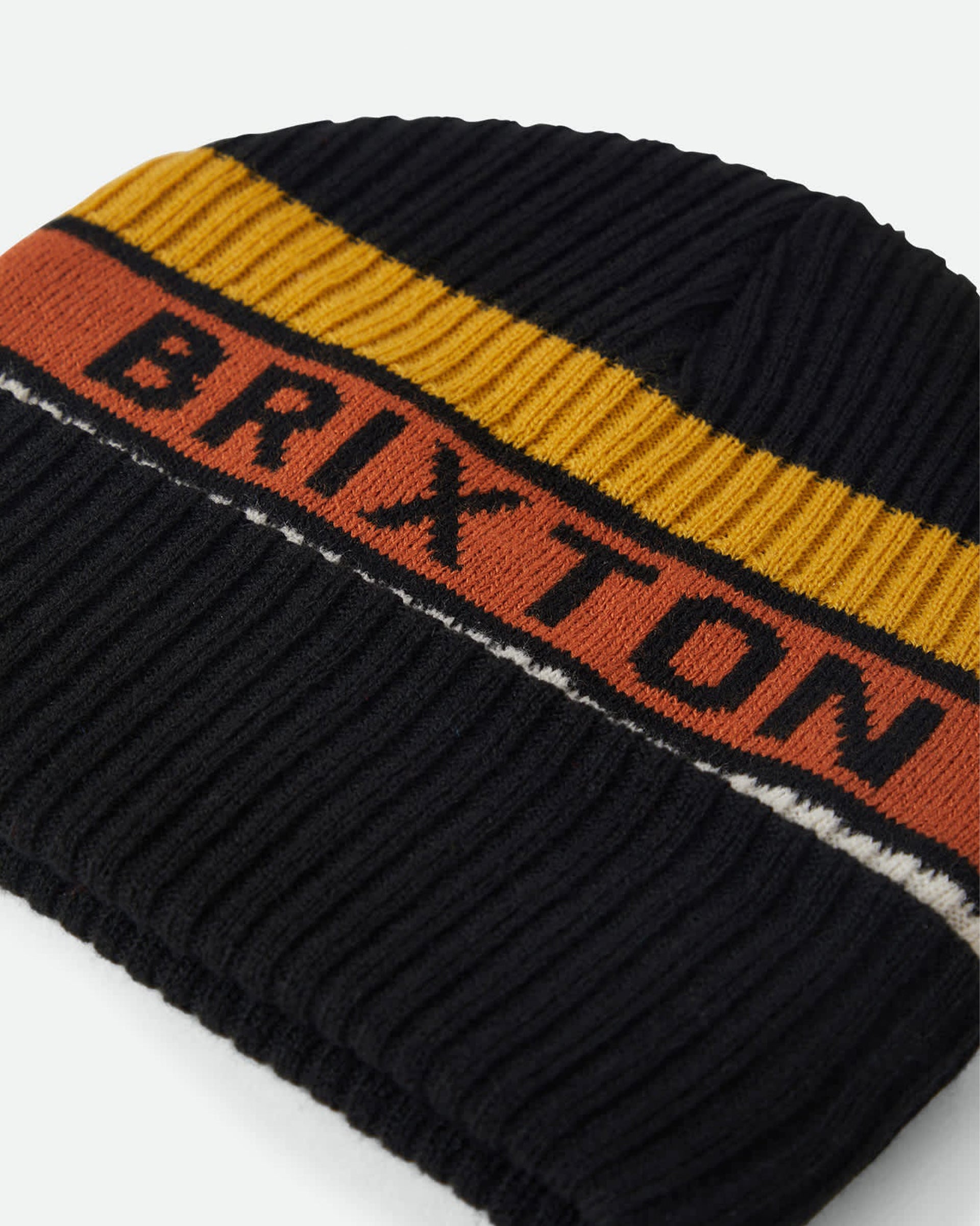 Rainier Striped Beanie - Black/Yellow/Orange