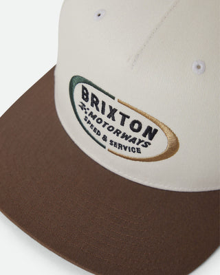 Brixton Rhett Snapback Hat - Off White/Pinecone Brown