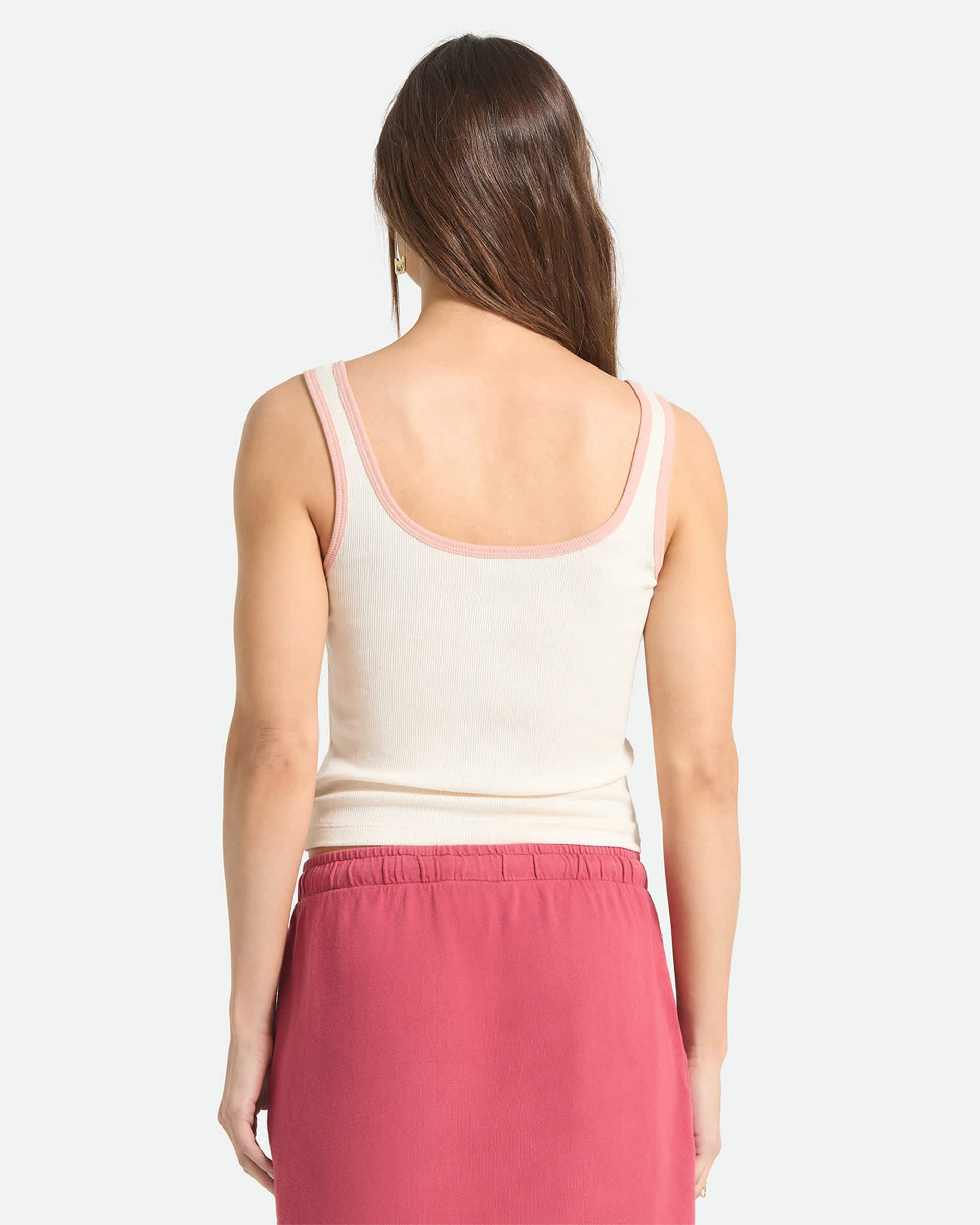 Brixton Women's Ringer Organic A-Tank - Off White/Silver Pink