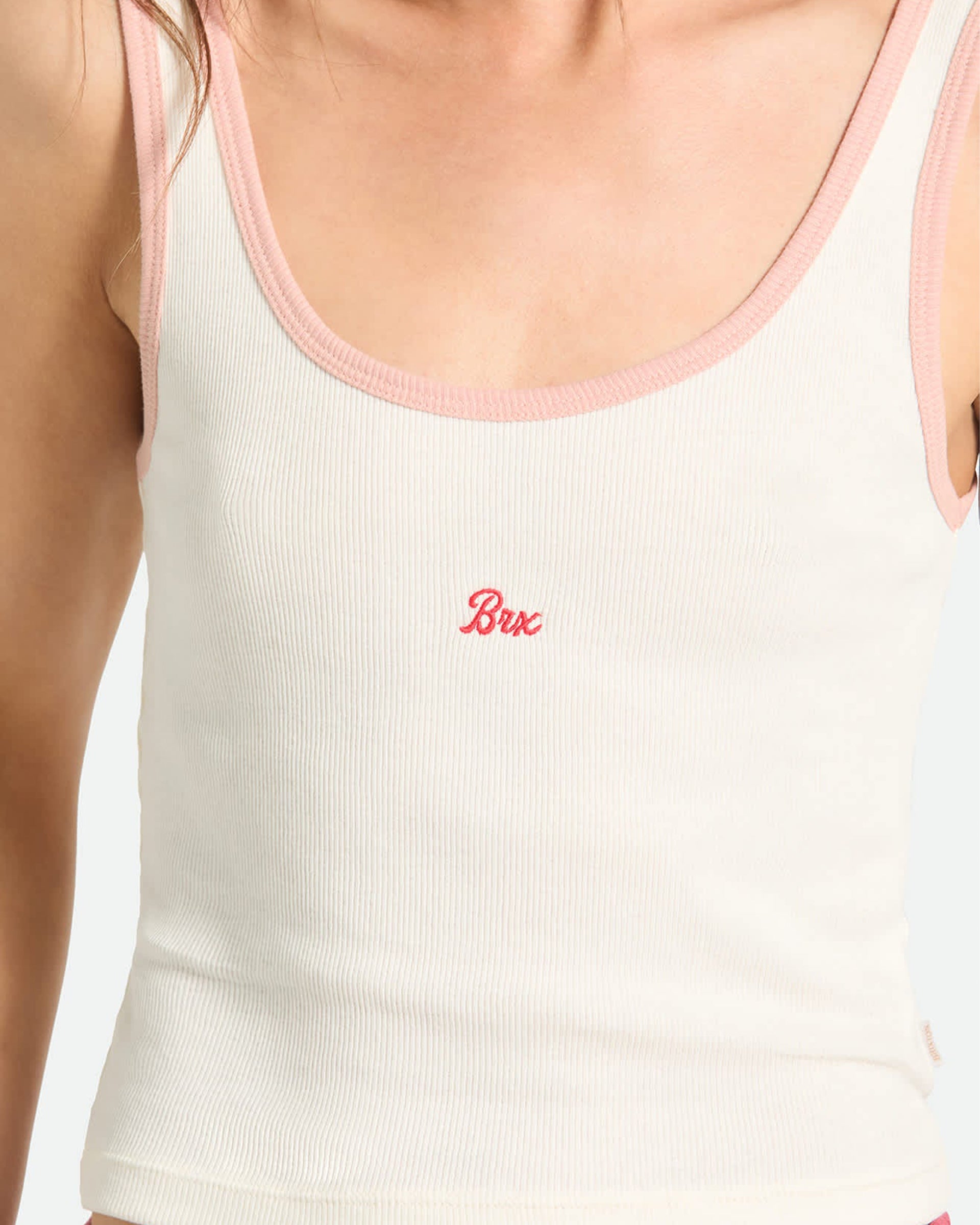 Brixton Women's Ringer Organic A-Tank - Off White/Silver Pink