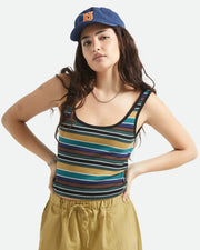Brixton Women's Ringer Organic A-Tank - Multi Retro Stripe