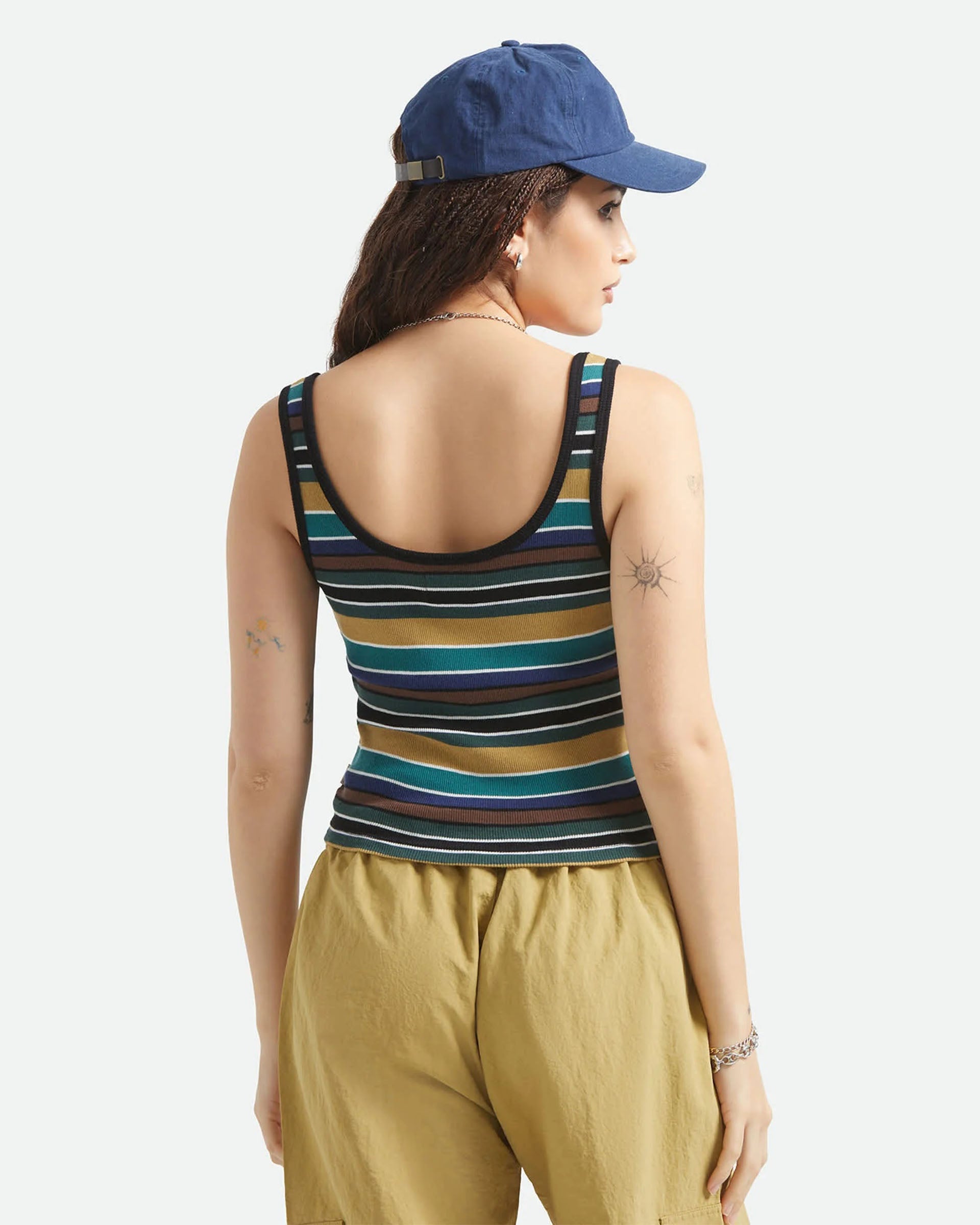 Brixton Women's Ringer Organic A-Tank - Multi Retro Stripe