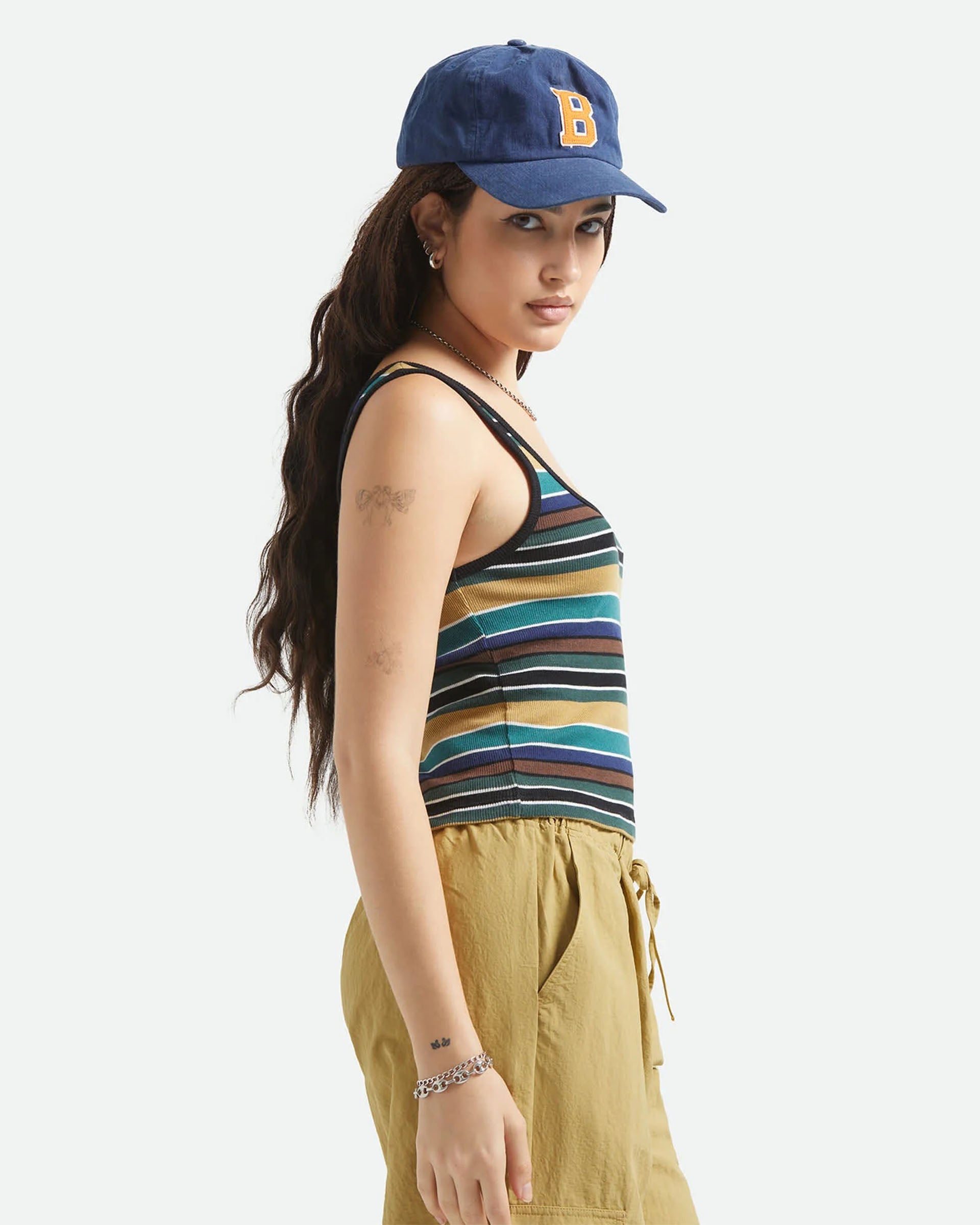 Brixton Women's Ringer Organic A-Tank - Multi Retro Stripe