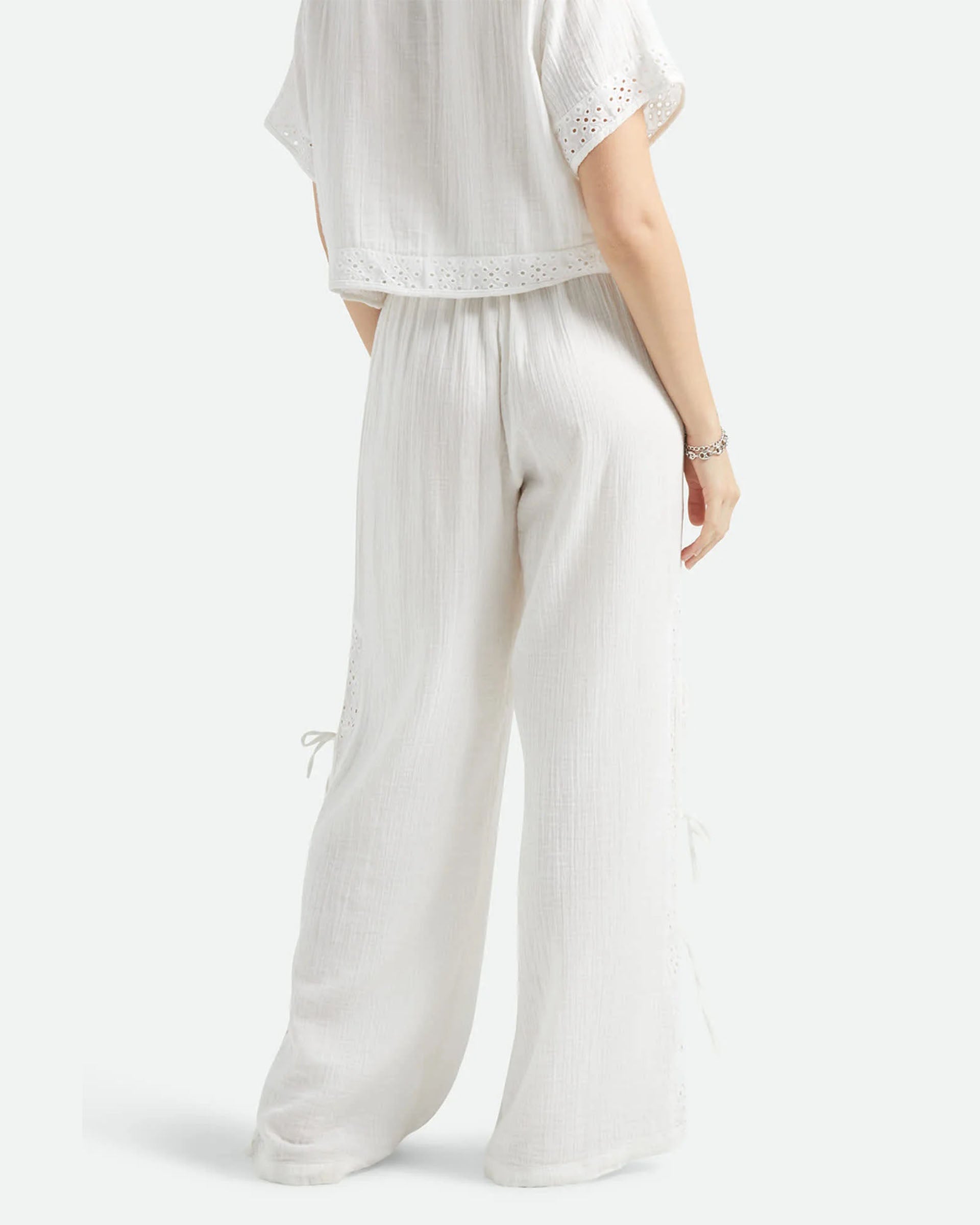 Brixton Women's Seaside Eyelet Wide Leg Pant - Off White Eyelet