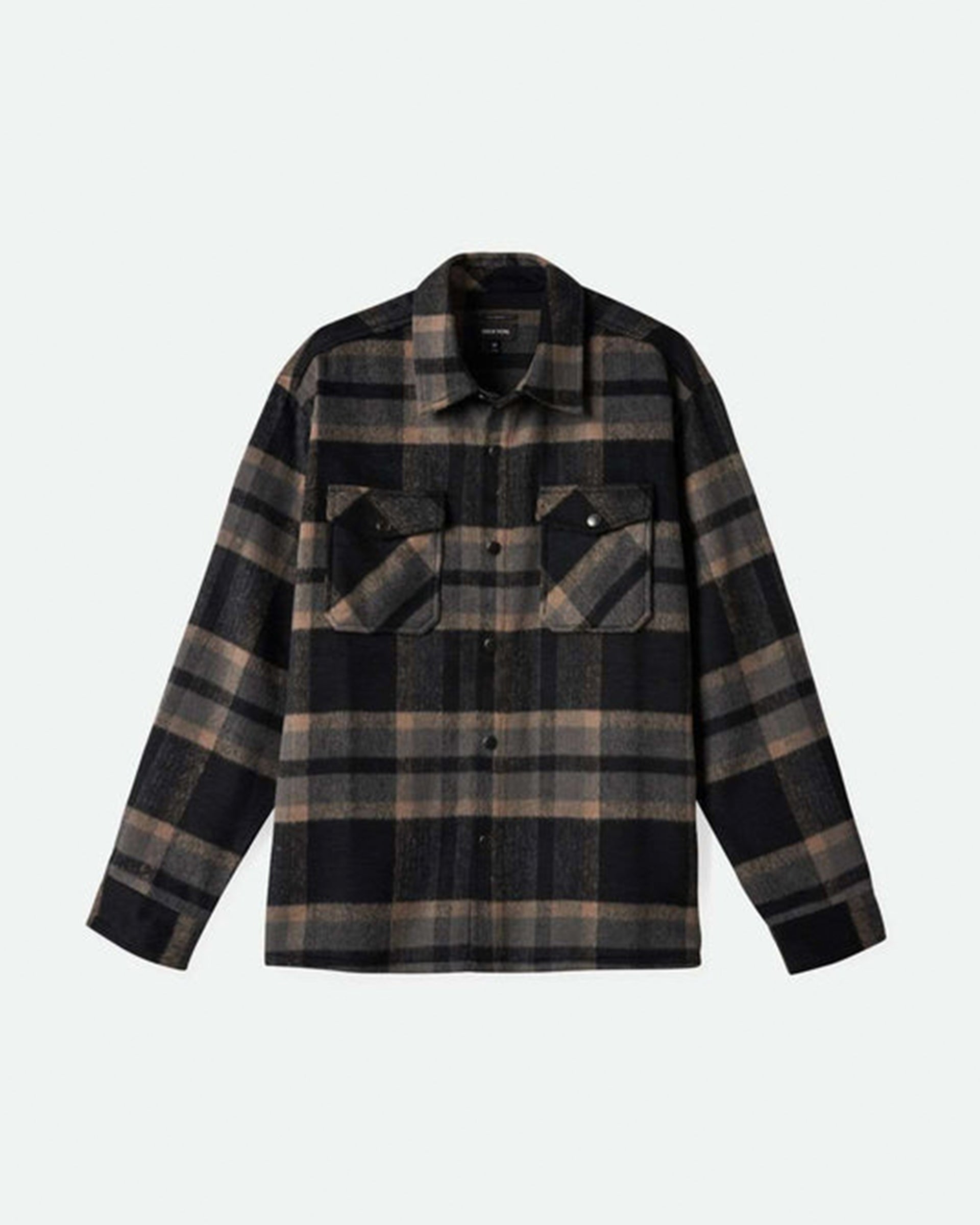 Brixton Selden Soft Brushed Long Sleeve Flannel Overshirt - Black/Charcoal