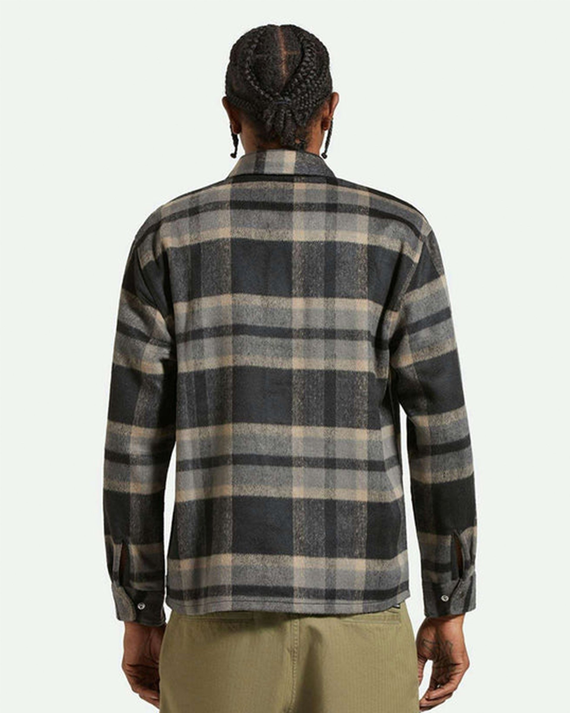 Brixton Selden Soft Brushed Long Sleeve Flannel Overshirt - Black/Charcoal