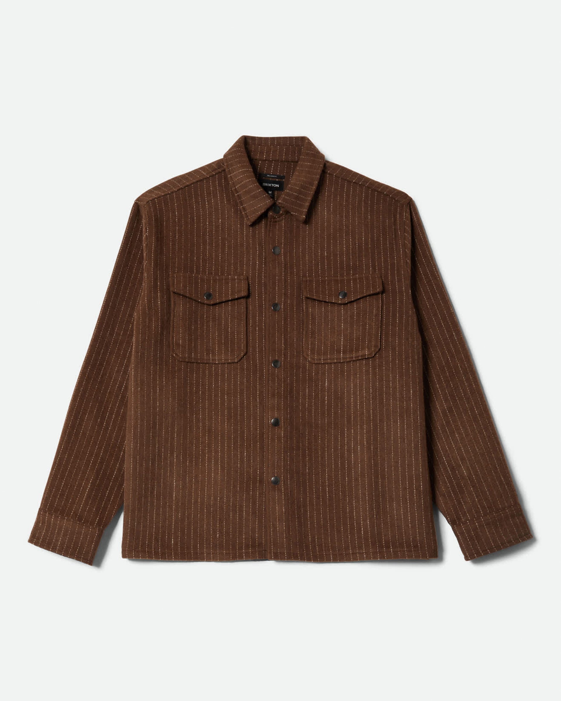 Brixton Selden Soft Brushed Flannel - Pinecone Brown Pinestripe