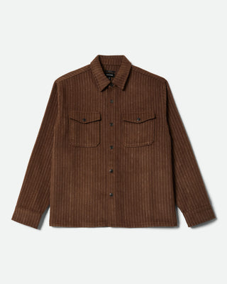 Brixton Selden Soft Brushed Flannel - Pinecone Brown Pinestripe