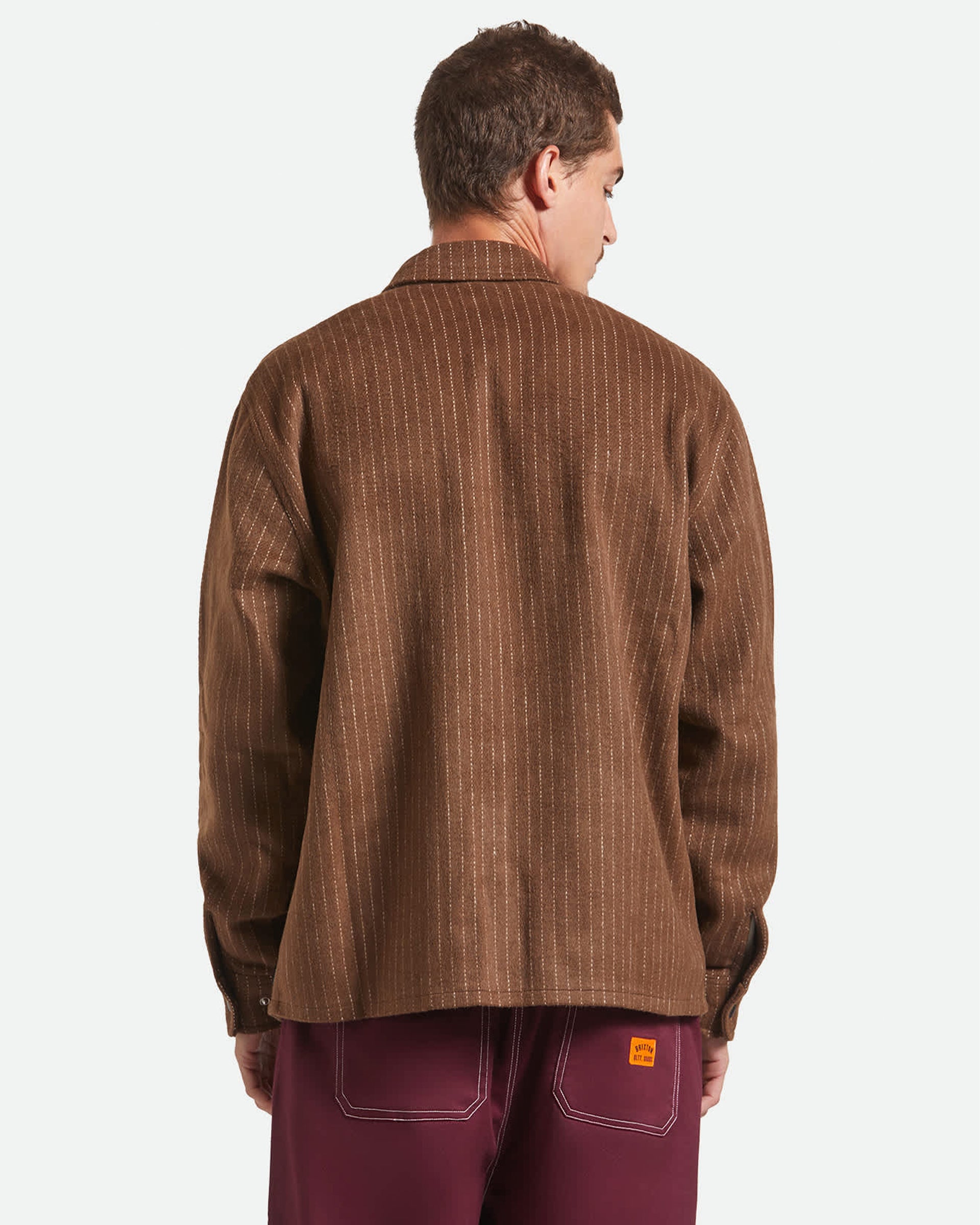 Brixton Selden Soft Brushed Flannel - Pinecone Brown Pinestripe
