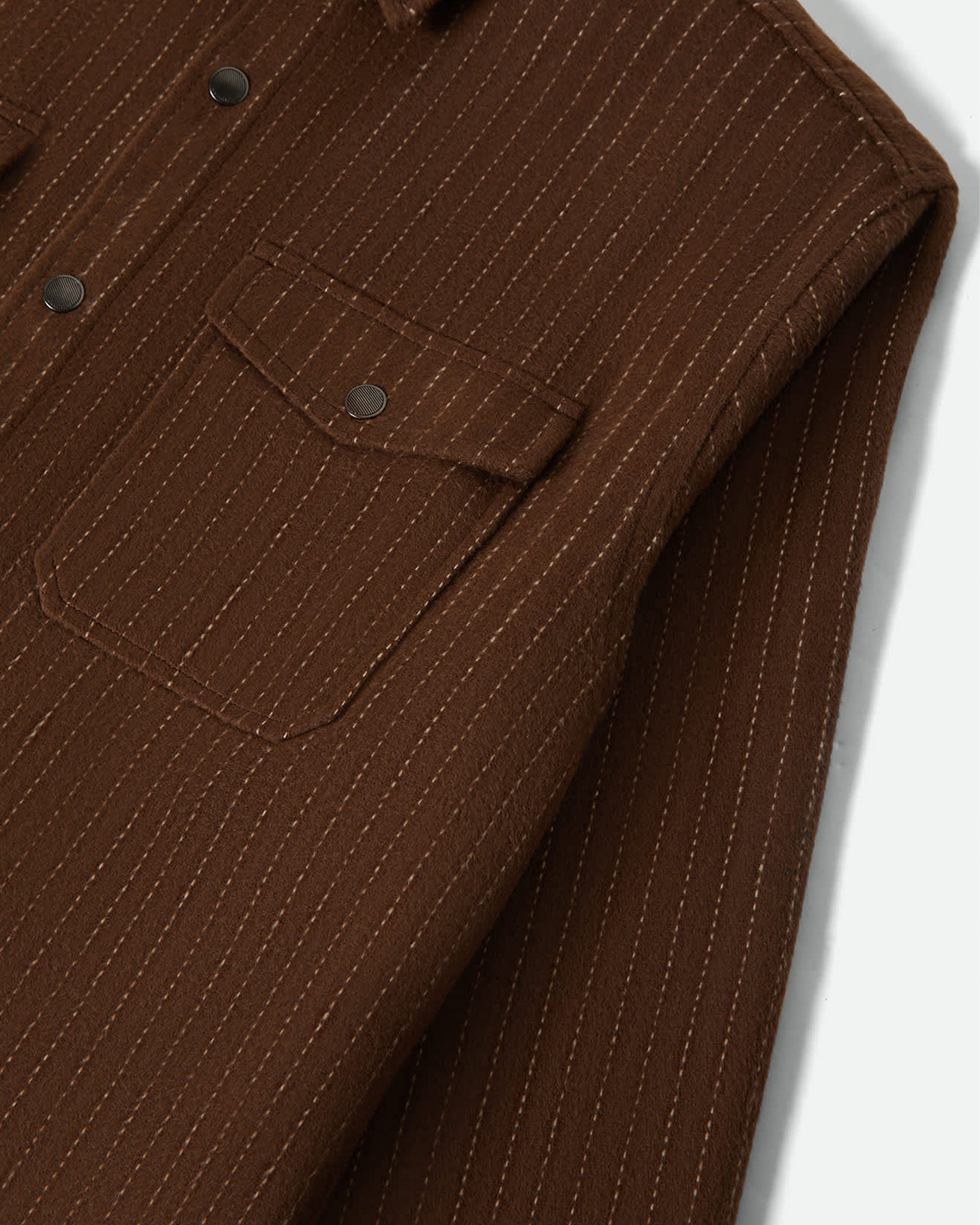 Brixton Selden Soft Brushed Flannel - Pinecone Brown Pinestripe