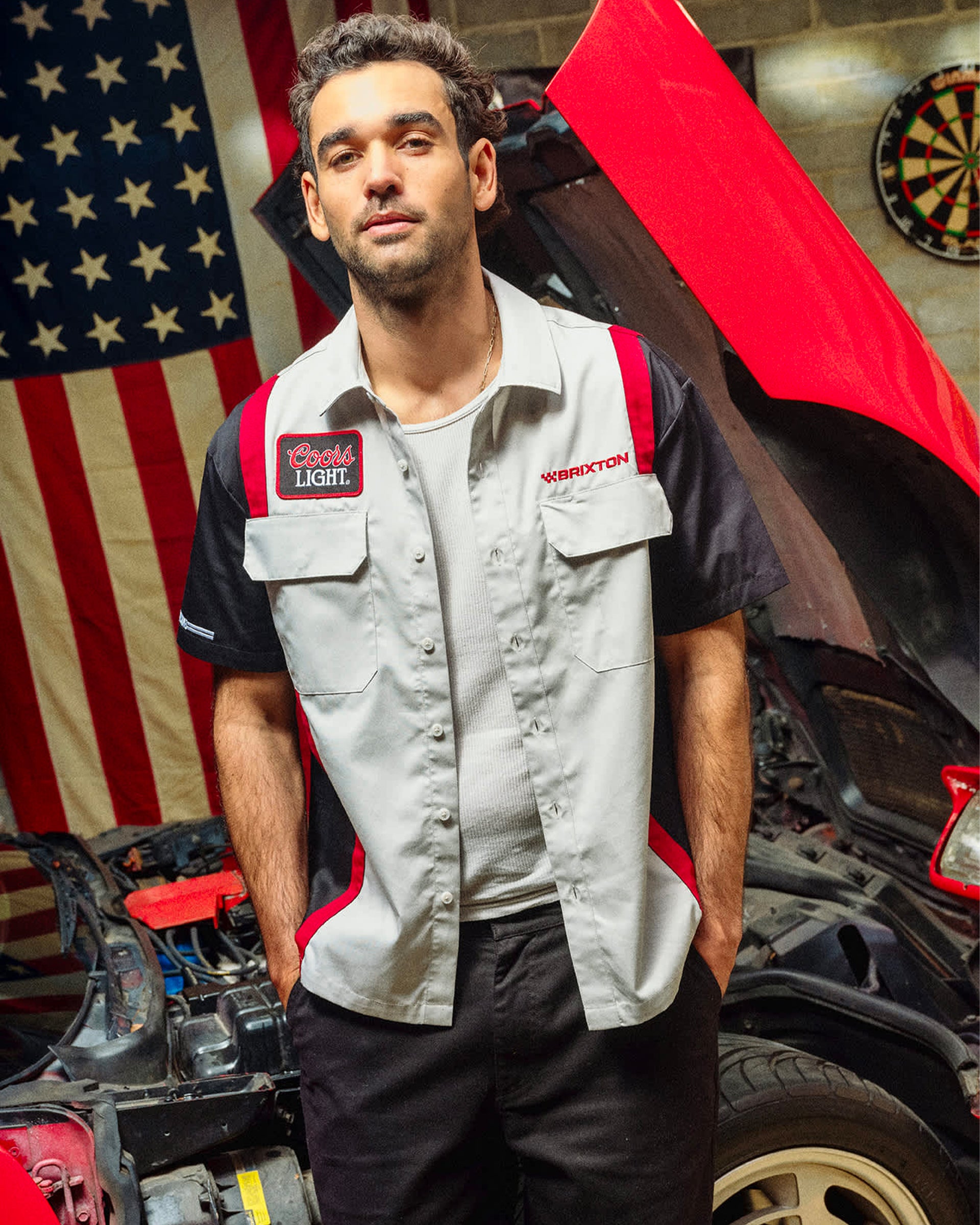 Brixton x Coors Light Shake Down Shirt - Silver/Black