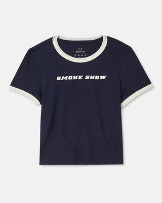 Women's Smoke Show Baby T-Shirt - Washed Navy/Whitecap