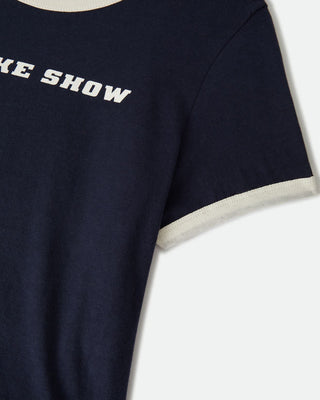 Women's Smoke Show Baby T-Shirt - Washed Navy/Whitecap