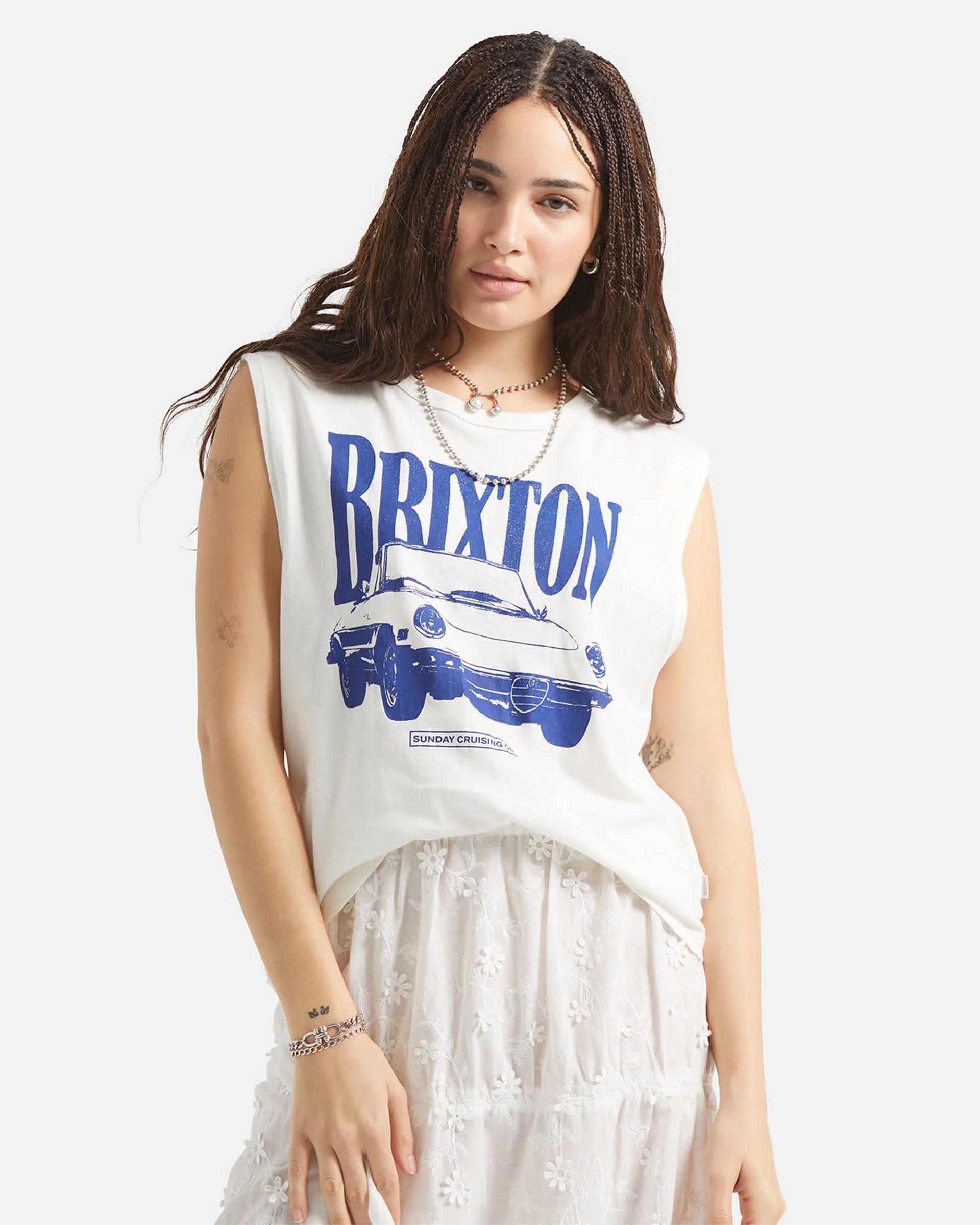Brixton Women's Sunday Cruising Club Muscle Tank - Vintage White