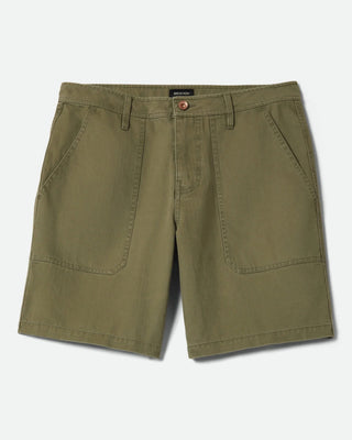 Brixton Surplus Vintage Wash Herringbone Shorts - Washed Olive Green