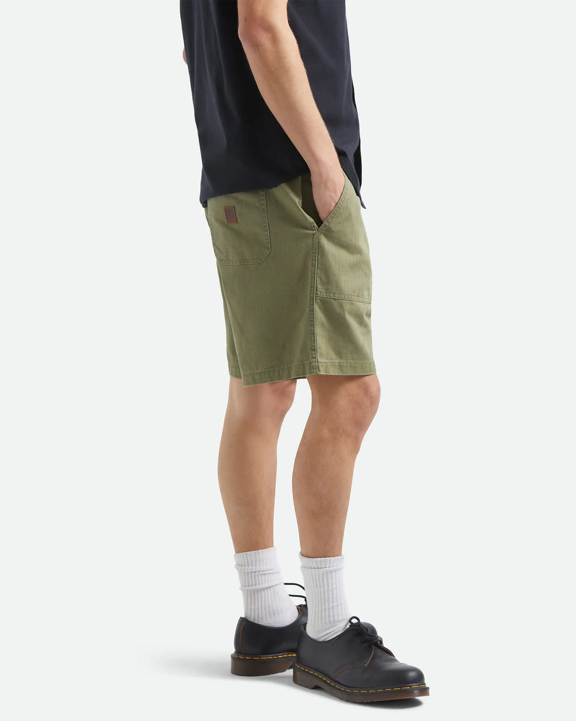 Brixton Surplus Vintage Wash Herringbone Shorts - Washed Olive Green