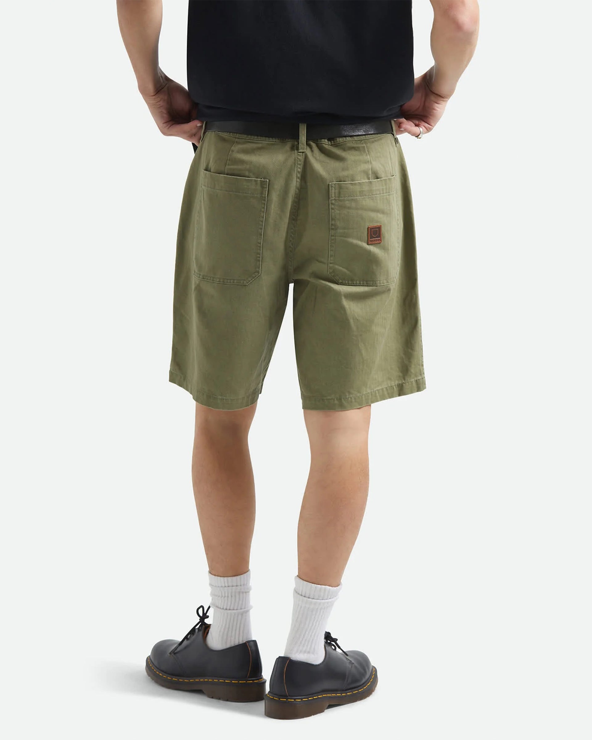 Brixton Surplus Vintage Wash Herringbone Shorts - Washed Olive Green
