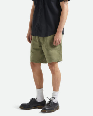 Brixton Surplus Vintage Wash Herringbone Shorts - Washed Olive Green