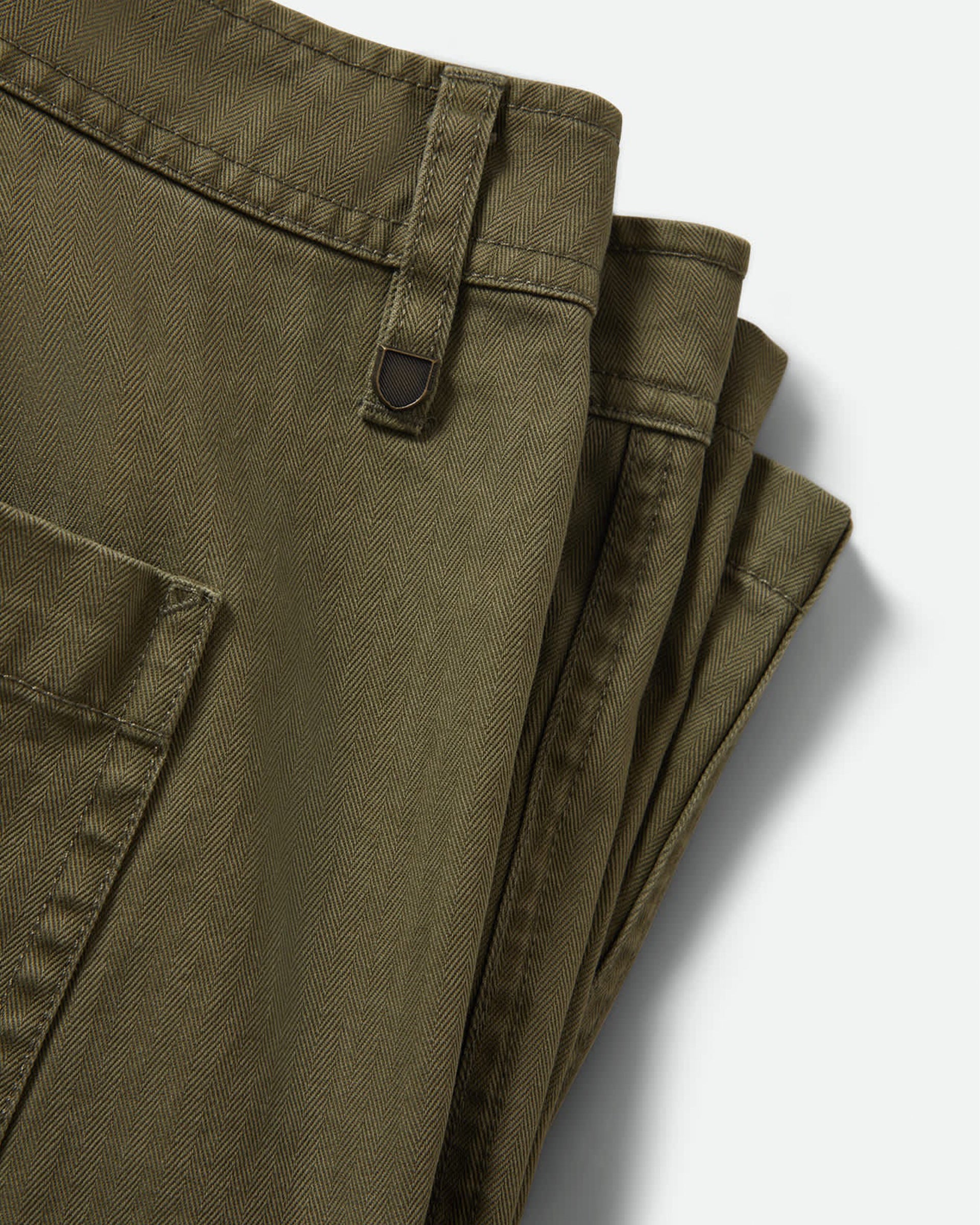 Brixton Surplus Vintage Wash Herringbone Shorts - Washed Olive Green