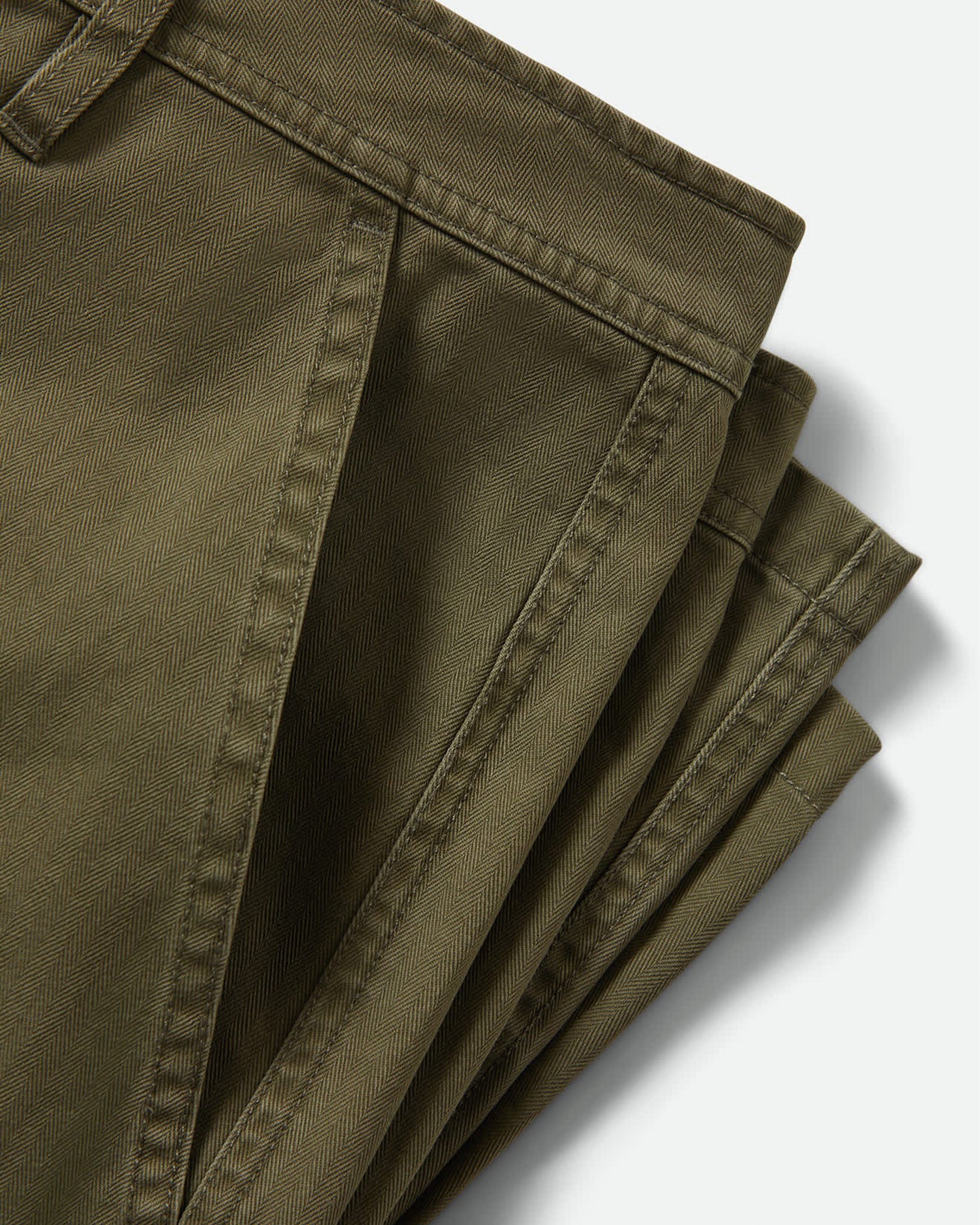 Brixton Surplus Vintage Wash Herringbone Shorts - Washed Olive Green
