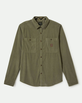 Brixton The Field Corduroy Long Sleeve Overshirt - Military Olive